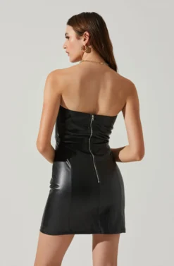 Carmen Strapless Faux Leather Mini Dress 15 Carmen Strapless Faux Leather Mini Dress -Larana Style Shop ACDR101787L BLACK 5 scaled