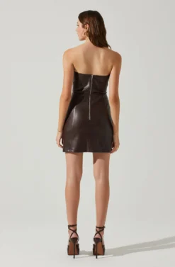 Carmen Strapless Faux Leather Mini Dress 23 Carmen Strapless Faux Leather Mini Dress -Larana Style Shop ACDR101787L DARKBROWN 6 scaled