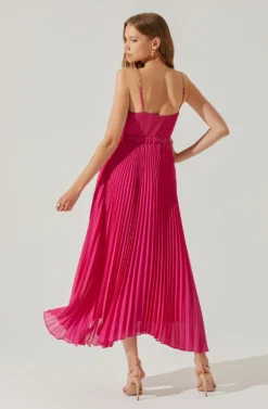 Loralee Pleated Midi Dress -Larana Style Shop ACDR101790 FUCSHIA 5 scaled
