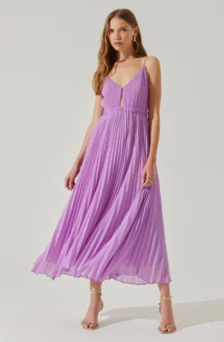 Loralee Pleated Midi Dress -Larana Style Shop ACDR101790 LAVENDER 1 scaled