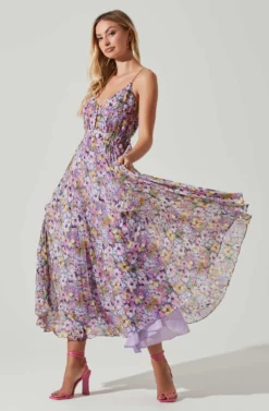 Loralee Pleated Floral Maxi Dress -Larana Style Shop ACDR101790 PURPLEFLORAL 2 scaled
