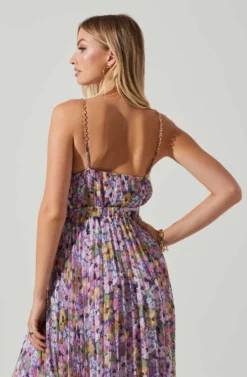 Loralee Pleated Floral Maxi Dress -Larana Style Shop ACDR101790 PURPLEFLORAL 5 scaled