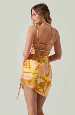 Damita Ruched Mini Dress -Larana Style Shop ACDR101807 PINKORANGEMULTI 5 scaled