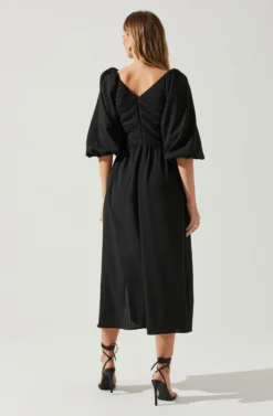 Juniper Half Sleeve Textured Midi Dress -Larana Style Shop ACDR101876 BLACK 6 scaled