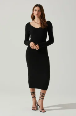 Regina Cutout Midi Sweater Dress 14 Regina Cutout Midi Sweater Dress -Larana Style Shop ACDR101888 BLACK 1 scaled