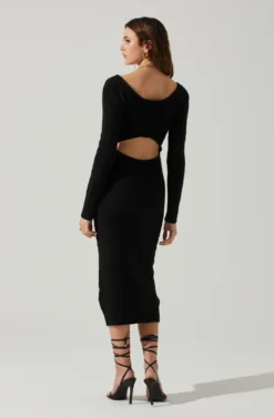 Regina Cutout Midi Sweater Dress 17 Regina Cutout Midi Sweater Dress -Larana Style Shop ACDR101888 BLACK 6 scaled