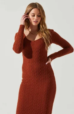 Regina Cutout Midi Sweater Dress 19 Regina Cutout Midi Sweater Dress -Larana Style Shop ACDR101888 RUST 4 scaled