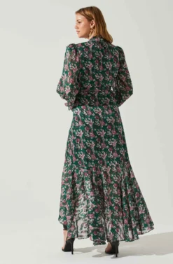 Kamila Long Sleeve Floral Wrap Maxi Dress -Larana Style Shop ACDR101894 GREENPINKFLORAL 6 scaled
