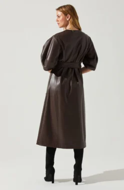Angie Faux Leather Tie Waist Midi Dress -Larana Style Shop ACDR101897 DARKBROWN 6 scaled