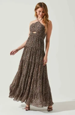Madeline Center Cutout Floral Maxi Dress -Larana Style Shop ACDR101921C BLACKBROWNABSTRACT 1 scaled