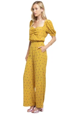 Burke Polka Dot Wide Leg Pants -Larana Style Shop ACP7038 MUSTARD DOT 2 scaled