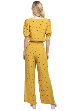 Burke Polka Dot Wide Leg Pants -Larana Style Shop ACP7038 MUSTARD DOT 3 scaled