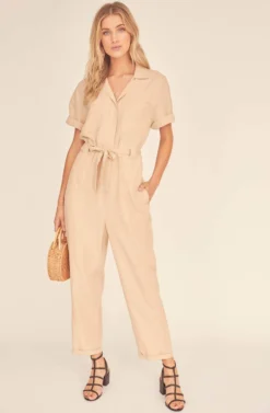 Miri Front Tie Jumpsuit -Larana Style Shop ACP7102 SAND 1A scaled