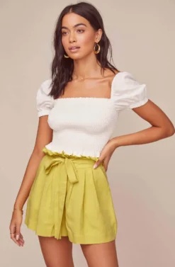 Pacific Pleated Shorts -Larana Style Shop ACP7113 LEMON 2 scaled
