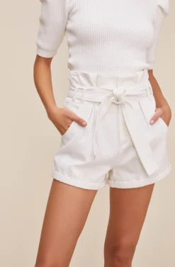 Catch 22 High Waist Shorts -Larana Style Shop ACP7150 WHITE 3 scaled