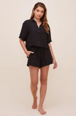 Evita Drawstring Shorts 14 Evita Drawstring Shorts -Larana Style Shop ACP7203 BLACK 1 scaled