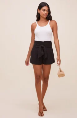 Marika Tie Waist Shorts -Larana Style Shop ACP7211 BLACK 1 scaled