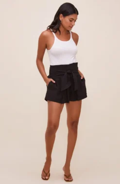 Marika Tie Waist Shorts -Larana Style Shop ACP7211 BLACK 2 scaled