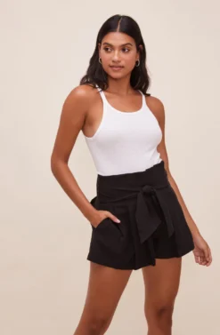 Marika Tie Waist Shorts -Larana Style Shop ACP7211 BLACK 4 scaled
