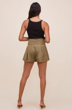 Marika Tie Waist Shorts -Larana Style Shop ACP7211 OLIVE 5 scaled