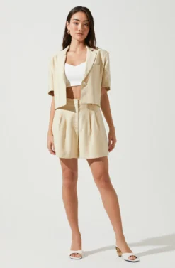 Melrose Pleated Shorts -Larana Style Shop ACP7219 NATURAL 1 scaled