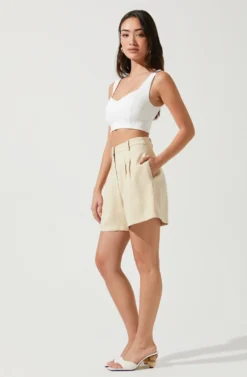 Melrose Pleated Shorts -Larana Style Shop ACP7219 NATURAL 5 scaled
