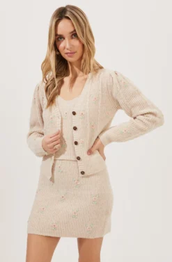 Tea Party Floral Embroidered Knit Mini Skirt -Larana Style Shop ACS7221 BLUSHFLOWER 1 scaled