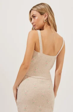 Tea Party Floral Embroidered Knit Mini Skirt -Larana Style Shop ACS7221 BLUSHFLOWER 6 scaled