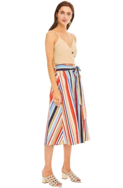 Shayla Midi Skirt -Larana Style Shop ACS8079 RED BLUE STRIPE 02 scaled