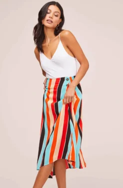 Monica Striped Midi Skirt