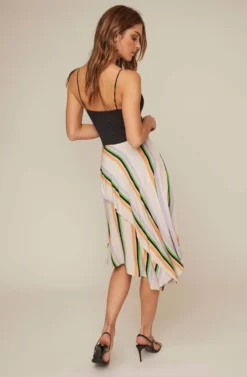 Dallas Striped Asymmetrical Midi Skirt -Larana Style Shop ACS9021 TAUPE TANGERINE STRIPE 3A scaled