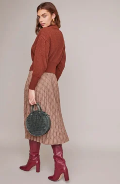 Nadiya Midi Skirt -Larana Style Shop ACS9034 ESPRESSO MULTI PLAID 3A scaled