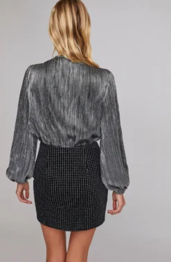 Countdown Mini Skirt -Larana Style Shop ACS9038 SILVER HOUNDSTOOTH 4 scaled