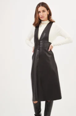 Rosemary Faux Leather Pinafore Dress