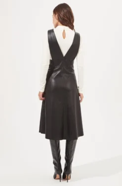 Rosemary Faux Leather Pinafore Dress 8 Rosemary Faux Leather Pinafore Dress -Larana Style Shop ACS9053L BLACK 5 scaled