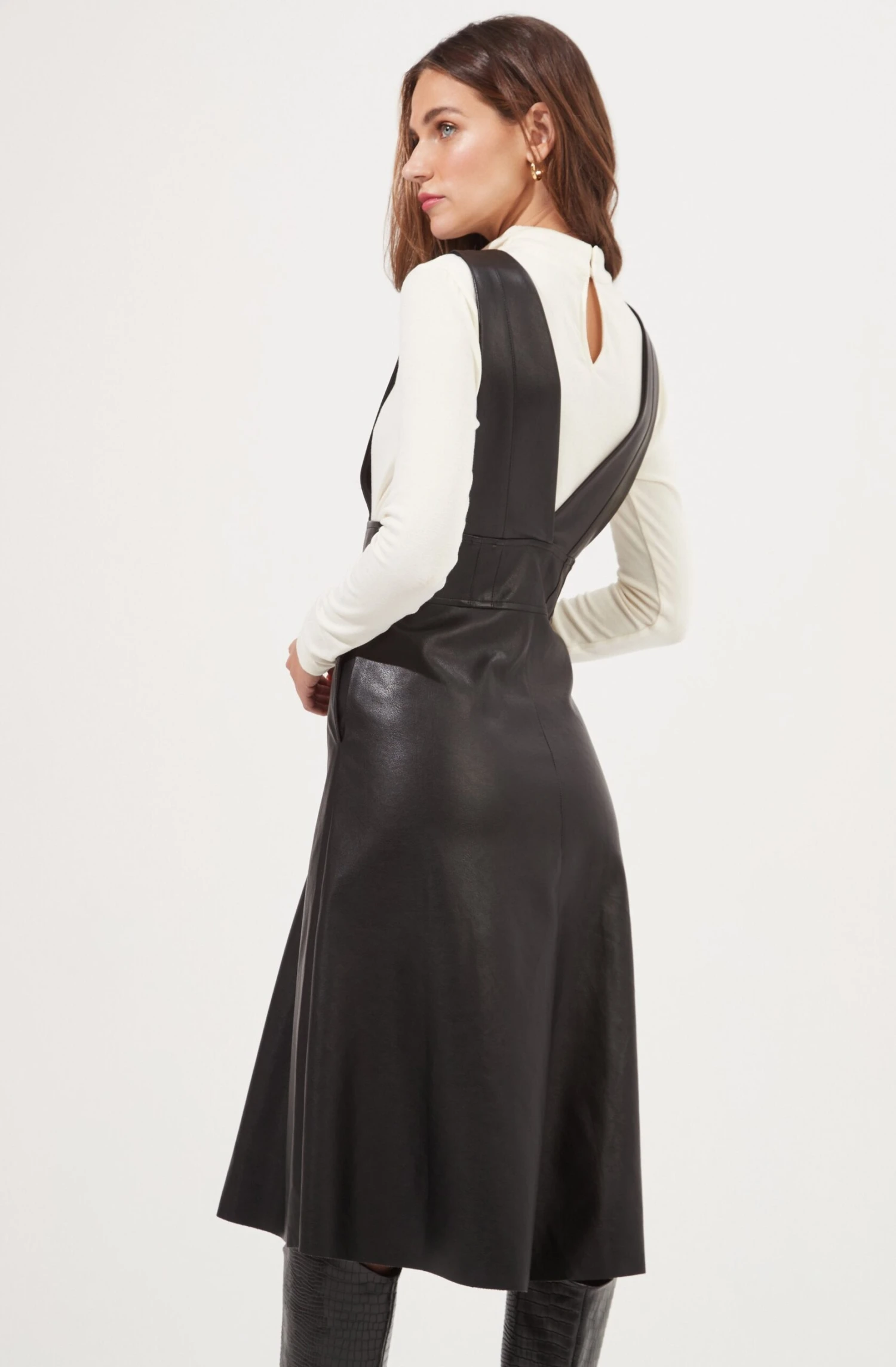 Rosemary Faux Leather Pinafore Dress 6 Rosemary Faux Leather Pinafore Dress - Image 6