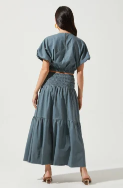 Perfect Oasis Tiered Midi Skirt -Larana Style Shop ACS9062 BLUETEAL 4 scaled