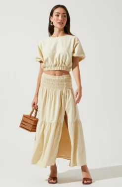 Perfect Oasis Tiered Midi Skirt -Larana Style Shop ACS9062 VANILLA 1 scaled