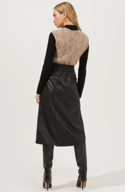 Lorette Tie Waist Faux Leather Midi Skirt 9 Lorette Tie Waist Faux Leather Midi Skirt -Larana Style Shop ACS9065 BLACK 5 scaled