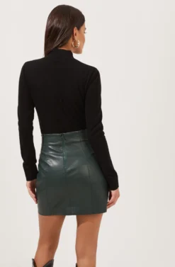 Meika Faux Leather Mini Skirt -Larana Style Shop ACS9072 GREEN 6 scaled