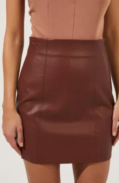 Meika Faux Leather Mini Skirt -Larana Style Shop ACS9072 RUSTBROWN 2 scaled