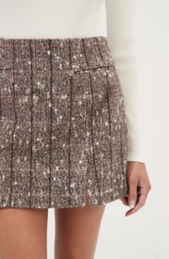 Christa Plaid Mini Skirt -Larana Style Shop ACS9073C BROWNMULTI 4 scaled