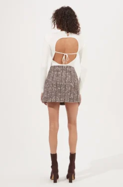 Christa Plaid Mini Skirt -Larana Style Shop ACS9073C BROWNMULTI 5 scaled