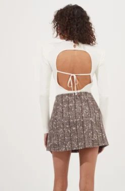 Christa Plaid Mini Skirt -Larana Style Shop ACS9073C BROWNMULTI 6 scaled