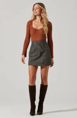 Audrey Plaid Mini Skirt -Larana Style Shop ACS9074B BLACK TANPLAID 2 scaled