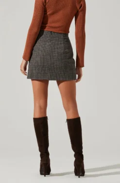 Audrey Plaid Mini Skirt -Larana Style Shop ACS9074B BLACK TANPLAID 4 scaled