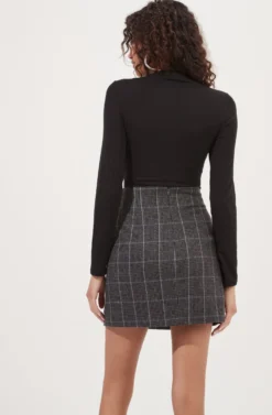 Audrey Plaid Mini Skirt -Larana Style Shop ACS9074C CHARCOALPLAID 3 scaled