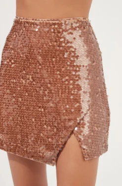 Romina Sequin Mini Skirt -Larana Style Shop ACS9075 NUDE 4 scaled
