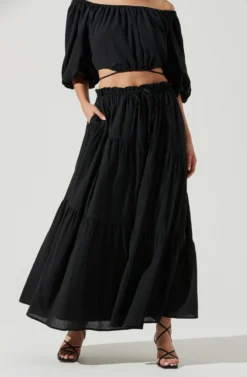 Balboa Tiered Maxi Skirt -Larana Style Shop ACS9080 BLACK 2 scaled