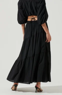 Balboa Tiered Maxi Skirt -Larana Style Shop ACS9080 BLACK 4 scaled